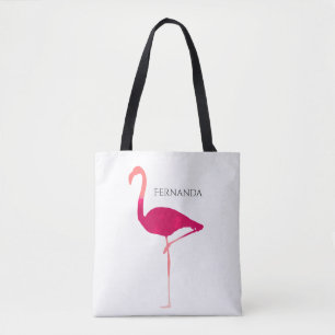 Den personifierade grafiska flamingoen hänger lö tygkasse