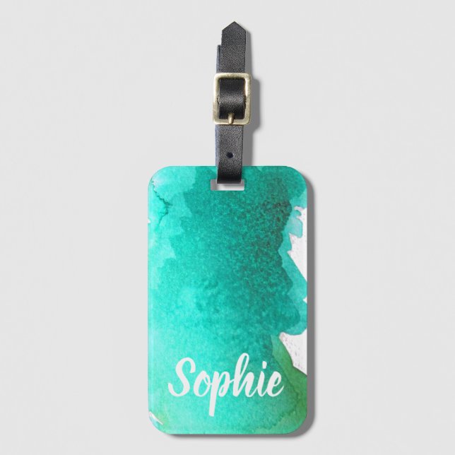 Den personifierade krickablåttvattenfärgen reser bagagebricka (Framsida vertikal)