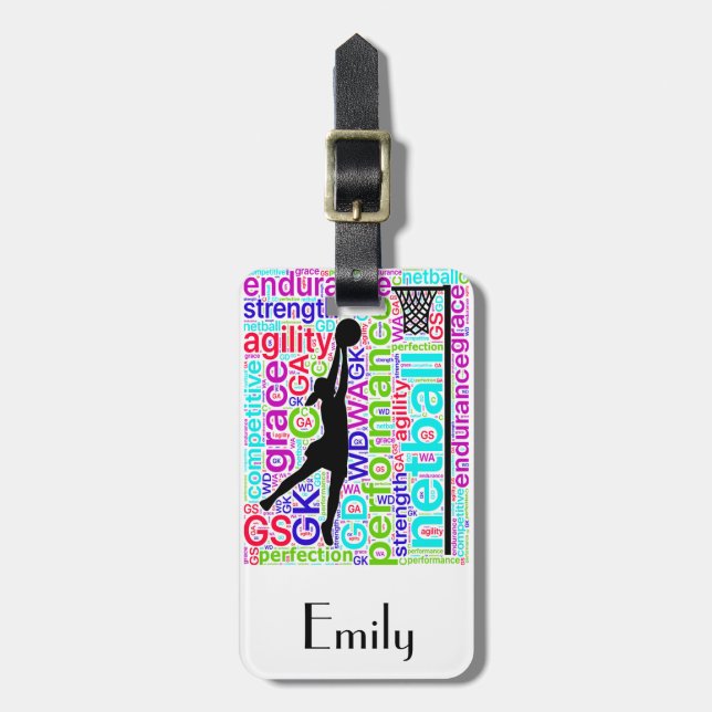Den personifierade Netballspelare placerar design Bagagebricka (Vertikal Framsida)