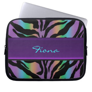 Den personifierade Psychedelic regnbågesebran fl Laptop Sleeve