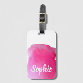 Den personifierade rosa vattenfärgen reser arty bagagebricka