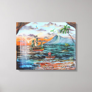 Den Peter Pan krok cove grejar sätta en klocka p Canvastryck