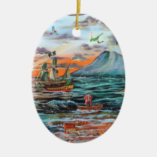 Den Peter Pan krok cove grejar sätta en klocka p Julgransprydnad Keramik