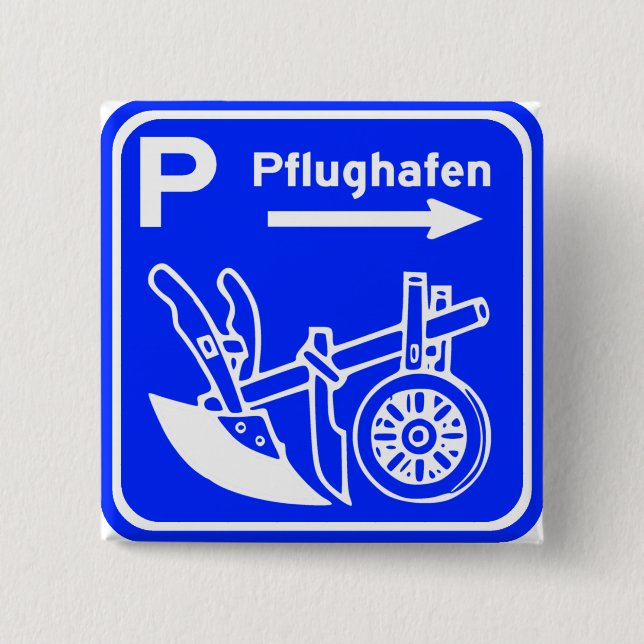 Den Pflughafen Schild huvudvägen undertecknar Knapp (Framsida)