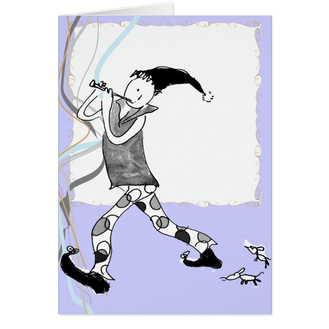 Den Pied pipblåsaren av Hamelin Hälsningskort (Framsidan)