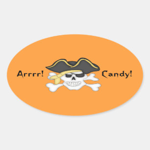Den piratskalleHalloween godbiten hänger lös Ovalt Klistermärke