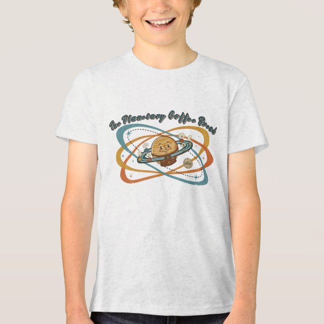 Den planetariska kafferasterna Retro rymddesign T Shirt (Framsida)
