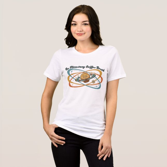 Den planetariska kafferasterna Retro rymddesign T Shirt (Framsida Full)
