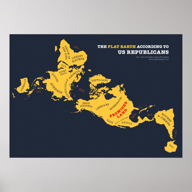 Den platta jorden enligt amerikanska republikaner poster (Framsidan)