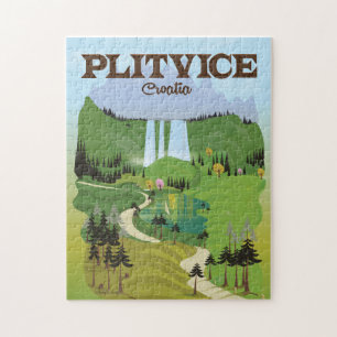 Den Plitvice Kroatien reser affischen Pussel