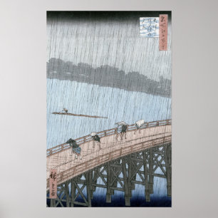 Den plötsliga duschen över Shin-Ohashi överbryggar Poster