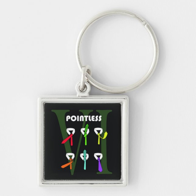 Den Pointless VIEN Keychain Fyrkantig Silverfärgad Nyckelring (Framsidan)