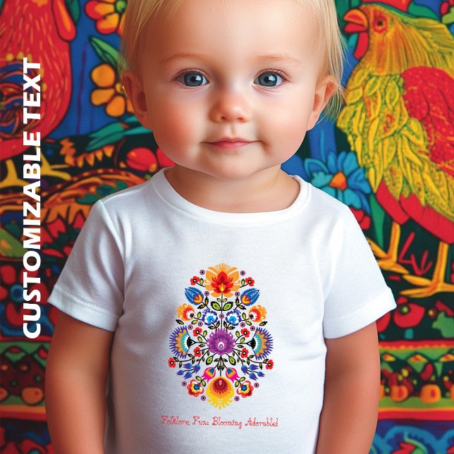 Den polska Blommigten Symphony: Wycinanki-Blommar T Shirt (Polish Floral Symphony: Wycinanki Blossoms Baby T-Shirt)
