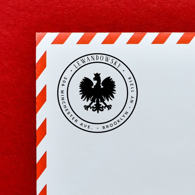Den polska Eagle-familjen Namn Patriotic Returadre Stämpel (Polish Eagle Family Name Patriotic Return Address Rubber Stamp)