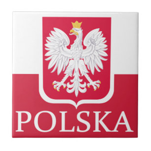 Den Polska flaggavapenskölden belägger med tegel Kakelplatta