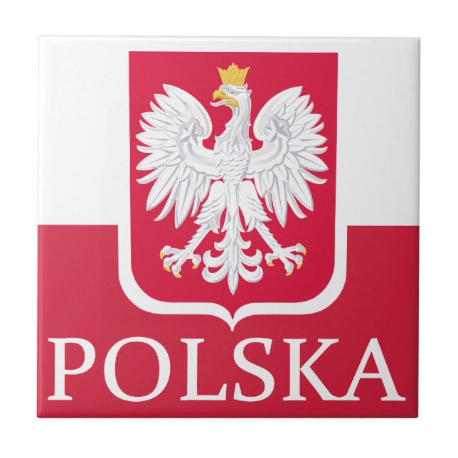 Den Polska flaggavapenskölden belägger med tegel Kakelplatta (Framsidan)