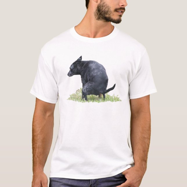 Den Pooping hunden grubblar T Shirt (Framsida)