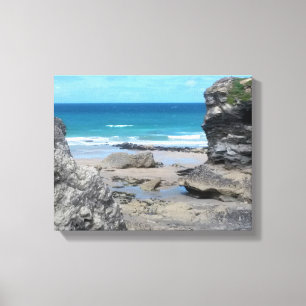Den Porth stranden Newquay Cornwall fotograferar Canvastryck