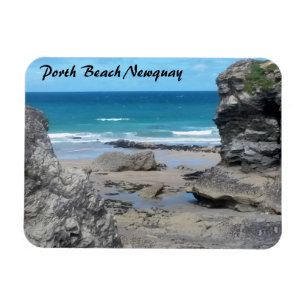 Den Porth stranden Newquay Cornwall fotograferar Magnet