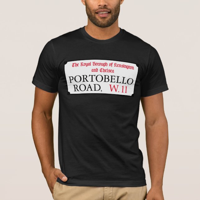 Den Portobello vägen, den London gatan Tee Shirt (Framsida)