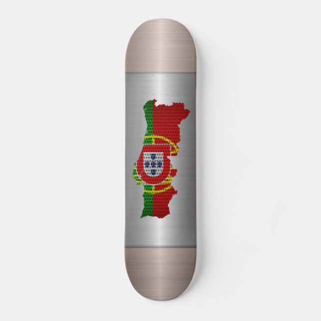 Den Portugal flagga och kartan stålsätter Old School Skateboard Bräda 18 Cm (Framsida)