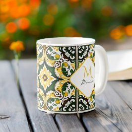 Den portugisiska Medelhavsbrickan mönster Monogram Kaffemugg