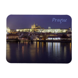 Den Prague floden och slottet beskådar Magnet