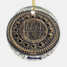 Den Prague gatan täcker prydnadtjeckrepubliken Julgransprydnad Keramik