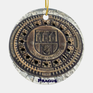 Den Prague gatan täcker prydnadtjeckrepubliken Julgransprydnad Keramik
