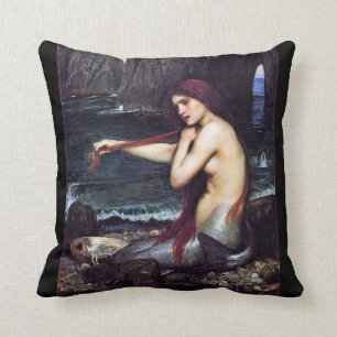 Den pre-rafaelitiska mermaid-kastkudden kudde