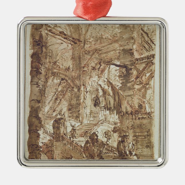 Den Preparatory teckningen för pläterar numrerar Julgransprydnad Metall (Framsidan)