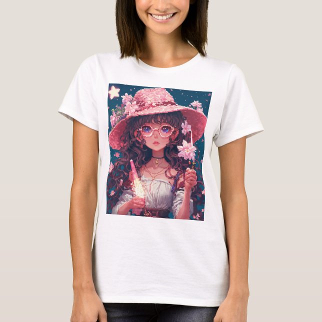 Den presenterade pixelbilden i stilar har en desig t shirt (Framsida)