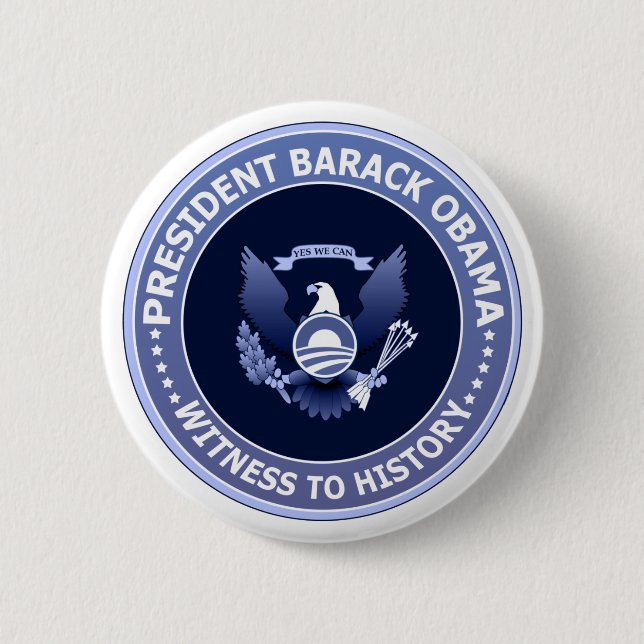 Den presidents- Obama segern förseglar knäppas Knapp (Framsida)