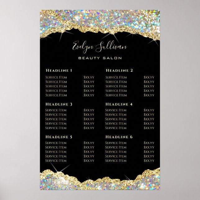 Den prisa förteckningen över Faux glitter guld pos Poster (Framsidan)