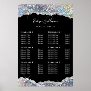 Den prisa förteckningen över Faux glitter silver p Poster
