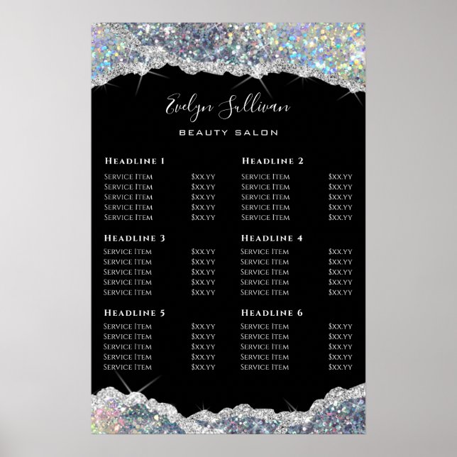 Den prisa förteckningen över Faux glitter silver p Poster (Framsidan)