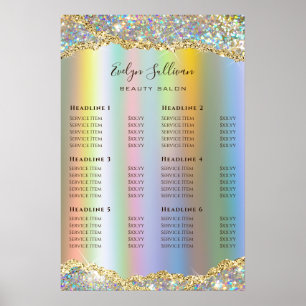 Den prisa förteckningen över sekviner i guld glitt poster