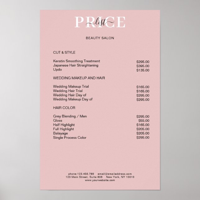 Den   Prisa listan för Simpel Pimk Poster (Framsidan)
