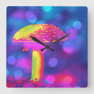 Den Psychedelic champinjonen Fyrkantig Klocka