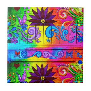 den psychedelic hippien belägger med tegel kakelplatta