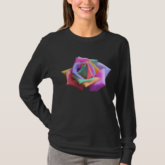 Den Psychedelic regnbågen steg Tee Shirt (Framsida)