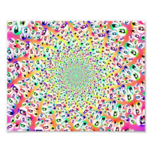 Den Psychedelic regnbågen synar mandalaen Fototryck