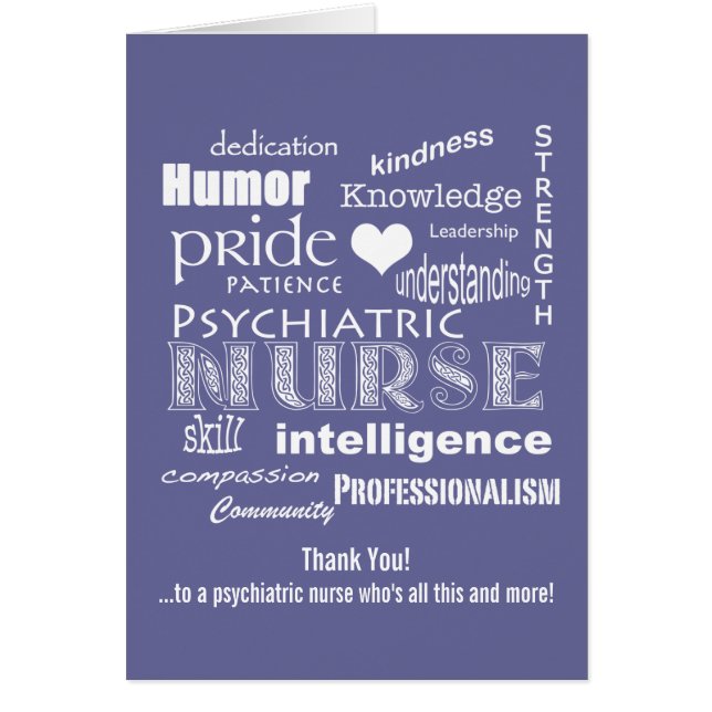 Den psykiatriska sjuksköterskan tackar dig att hälsningskort (Framsidan)