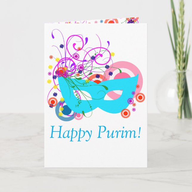 Den Purim krickan maskerar med virvlar runt Kort (Framsida)
