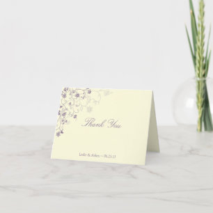 Den purpurfärgade blommigten virvlar runt på kräm- tack kort