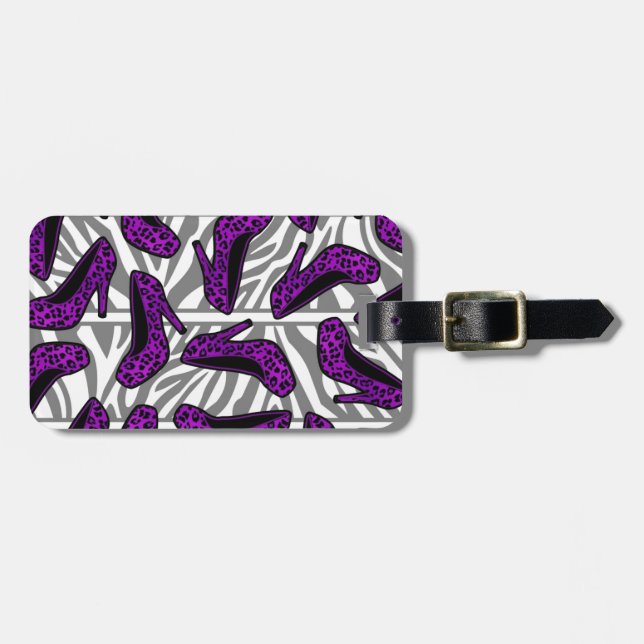 Den purpurfärgade Cheetahkickhälet skor trycket på Bagagebricka (Horisontell Framsida)