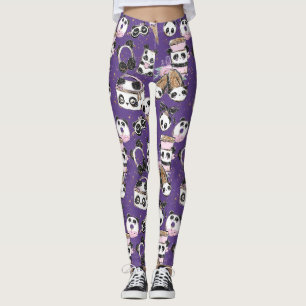 Den purpurfärgade damasker för PandaDivas och Leggings