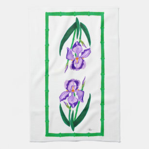 Den purpurfärgade irisen (grön klippning) 16" x kökshandduk