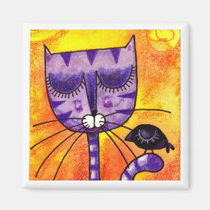 Den purpurfärgade katten & kråkan - kvadrera magnet