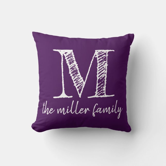 Den purpurfärgade Monogrammed familjen kudder Kudde (Framsida)